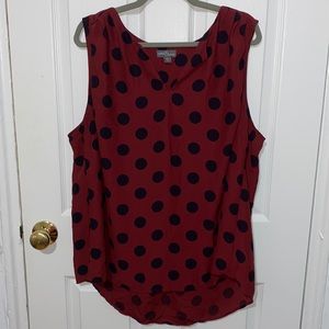 Market & Spruce Red and Black Polka Dot Tank Blouse Plus Size 3X